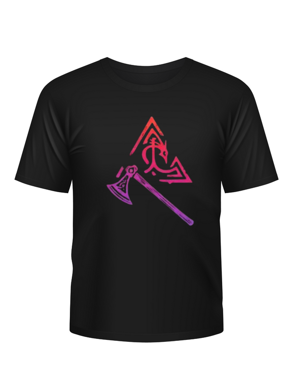 Call of Thunder Tee – Norse Myth Hammer Design on Jet Black Fabric