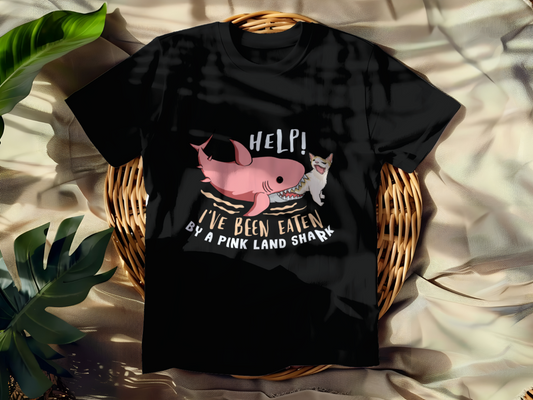 Funny Help! I've Been Eaten By A Pink Land Shark T-shirt - Graphic Help! I've Been Eaten By A Pink Land Shark Tee